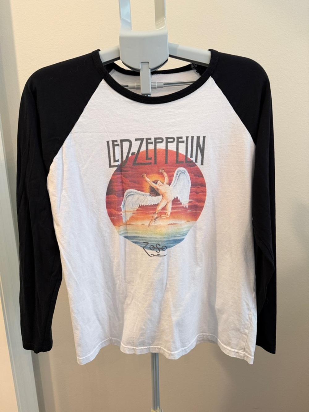 Led Zeppelin Women's Raglan Long Sleeve Tee - White/Black